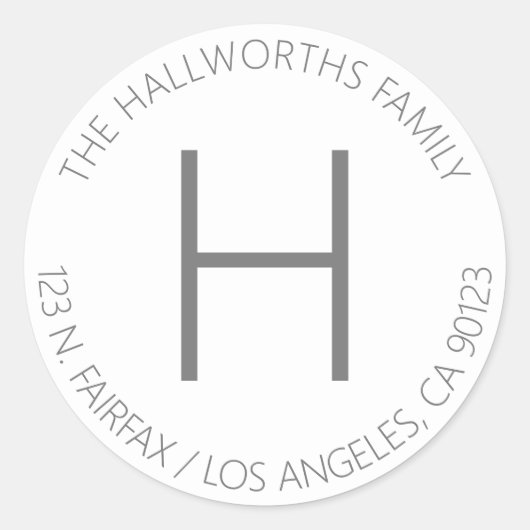 Minimal modern weiß & grau runder aufkleber (Vorderseite)