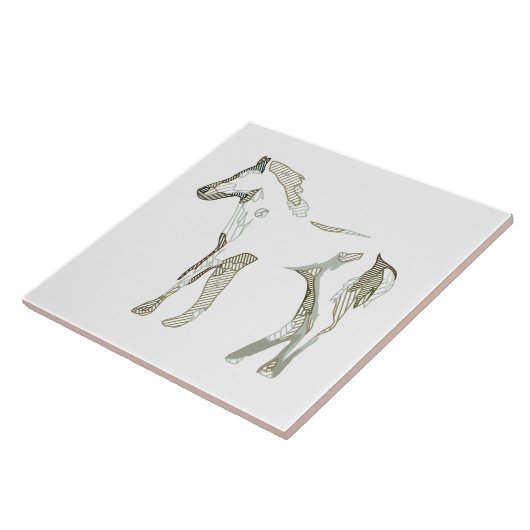 Minimal & modern Weißes Pferd Zeichnend Elegantes Fliese (Seite)