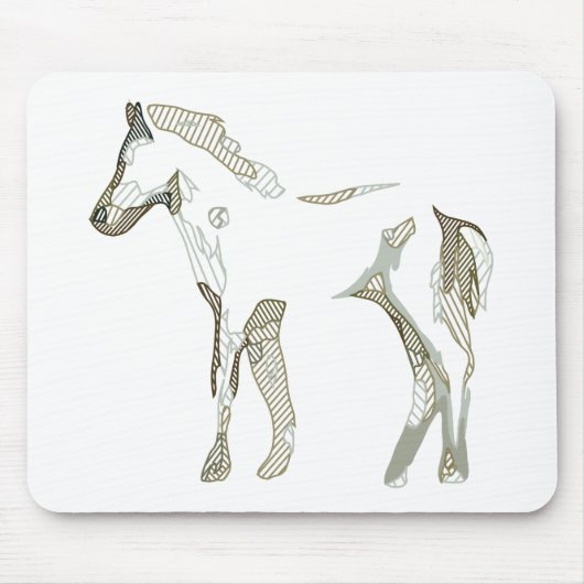 Minimal & modern Weißes Pferd Zeichnend Elegantes Mousepad (Vorne)