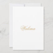 Minimal Modern White Gold-Muslimfeier Walima Einladung (Rückseite)