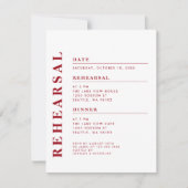 Minimal Modern White Red Probe Dinner Elegante Einladung (Vorderseite)