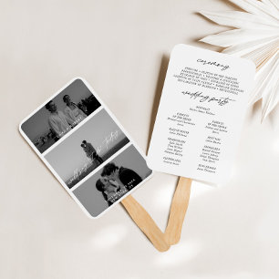 Minimal moderne 3-Foto-Hochzeitsprogramme Fächer