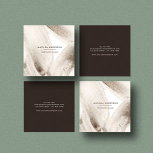 Minimal moderne abstrakte Aquarellfarbe Schwarz/We Quadratische Visitenkarte