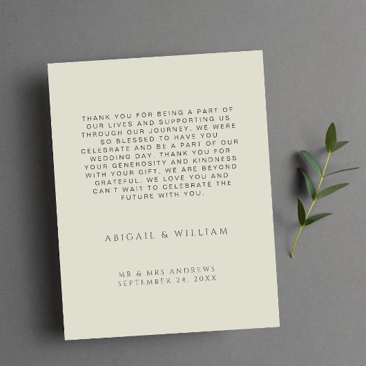 Minimal moderne Aquarellbaum Grün Dankeskarte