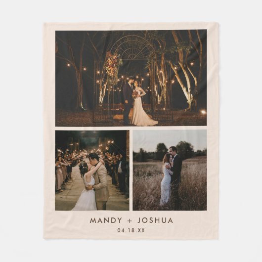 Minimal moderne Beige Couple FotoCollage Fleecedecke (Vorderseite)