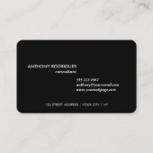 Minimal moderne Berufliche Black Business Card Visitenkarte (Rückseite)