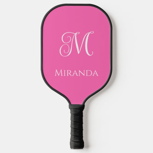 Minimal moderne Bezeichnung & Monogramm, Rosa oder Pickleball Schläger (Vorderseite)