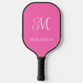 Minimal moderne Bezeichnung & Monogramm, Rosa oder Pickleball Schläger (Rückseite)