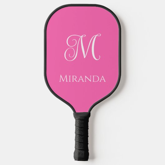 Minimal moderne Bezeichnung & Monogramm, Rosa oder Pickleball Schläger (Rückseite)