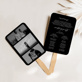 Minimal moderne Black 3 Foto Hochzeitsprogramme Fa Fächer