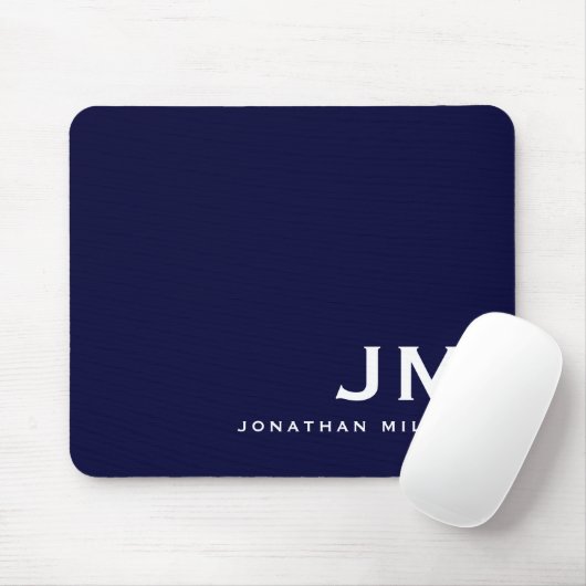 Minimal moderne Blockmonogramm Navy Blue Mousepad (Mit Mouse)