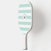Minimal moderne Blue Stripe Custom Monogram & Name Pickleball Schläger (Links)
