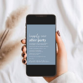 Minimal moderne Blue Wedding Rezeption Einladung