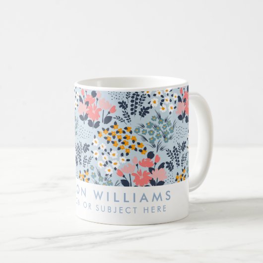 Minimal Moderne Blume Kaffee Tasse (VorderseiteRechts)