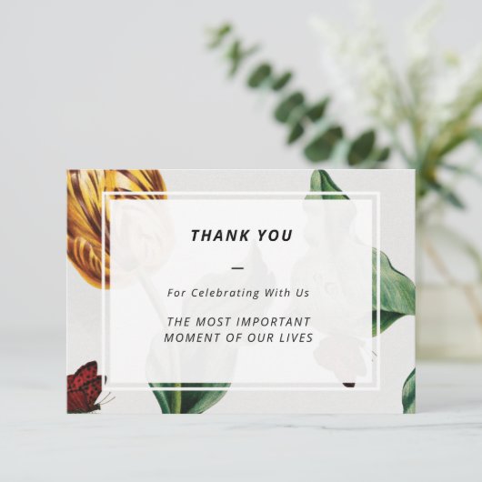 Minimal moderne Blumenstrauß-Hochzeit Danke - (Stehend Vorderseite)