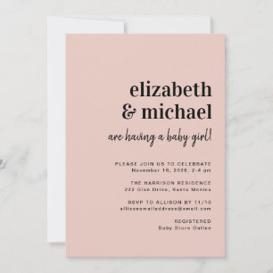 Minimal moderne Blush Paare Kinderdusche Einladung