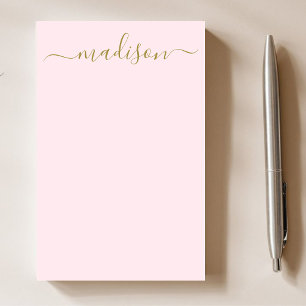 Minimal moderne Blush Pink & Gold Typografie Post-it Klebezettel