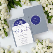 Minimal moderne Chick Dusty Navy Blue Islamische N Einladung