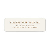 Minimal moderne Cream Gold Hochzeit Rücksendeadres (Vorne)