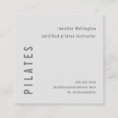 Minimal moderne, einfache graue Pilates-Fitness Quadratische Visitenkarte (Vorderseite)