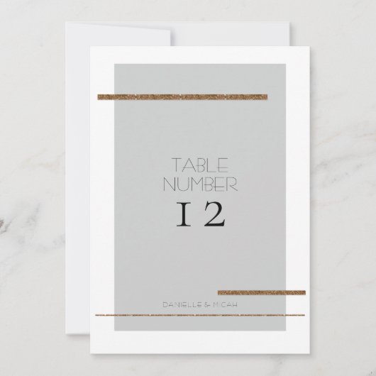 Minimal moderne, einfache Gray Gold Tischnummer (Vorderseite)