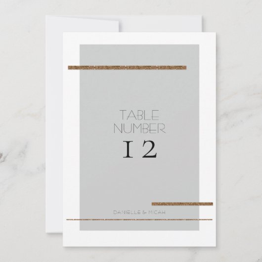 Minimal moderne, einfache Gray Gold Tischnummer (Rückseite)