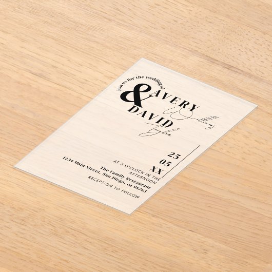 Minimal moderne einfache Hochzeit Acryleinladungen (Ablage )