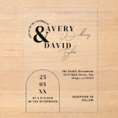 Minimal moderne einfache Hochzeit Acryleinladungen (Vorderseite)