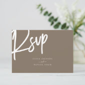 Minimal moderne einfache Hochzeit RSVP Karte (Stehend Vorderseite)