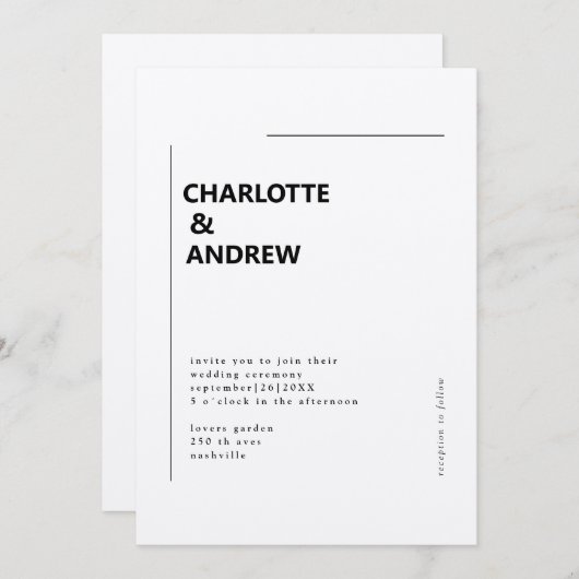 Minimal, moderne Einladung (Vorne/Hinten)