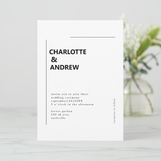 Minimal, moderne Einladung (Stehend Vorderseite)