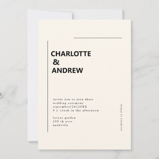 Minimal, moderne Einladung (Vorderseite)