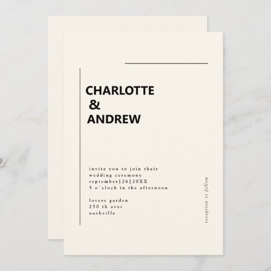 Minimal, moderne Einladung (Vorne/Hinten)