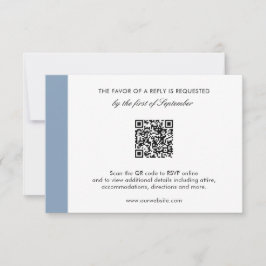 Minimal moderne Elegant Dusty Blue QR Code Hochzei RSVP Karte