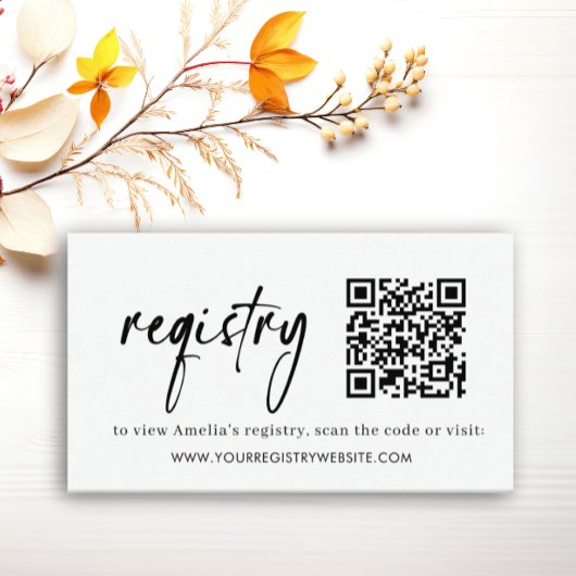 Minimal moderne Elegant Registry Baby Shower Begleitkarte