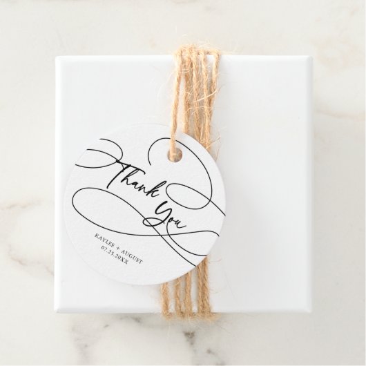 Minimal moderne Extravagante Schrift "Danke" Hochz Geschenkanhänger (Beispiel)