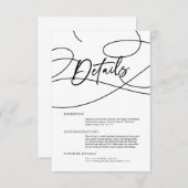 Minimal moderne Extravagante Script "Details" Hoch Begleitkarte (Vorne/Hinten)