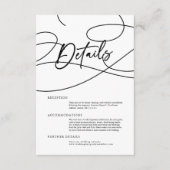 Minimal moderne Extravagante Script "Details" Hoch Begleitkarte (Vorderseite)