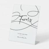 Minimal moderne Extravagante Script "Favors" Hochz Sockelschild (Vorderseite)