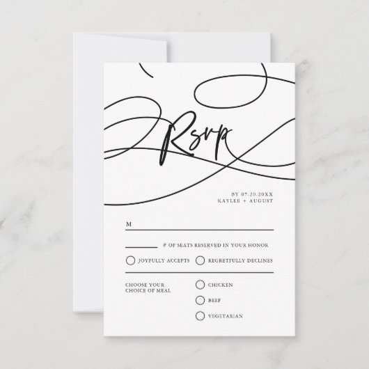Minimal moderne Extravagante Script "UAWG" QR Code RSVP Karte (Vorderseite)
