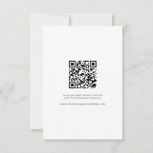 Minimal moderne Extravagante Script "UAWG" QR Code RSVP Karte (Rückseite)