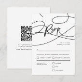 Minimal moderne Extravagante Script "UAWG" QR Code RSVP Karte (Vorne/Hinten)