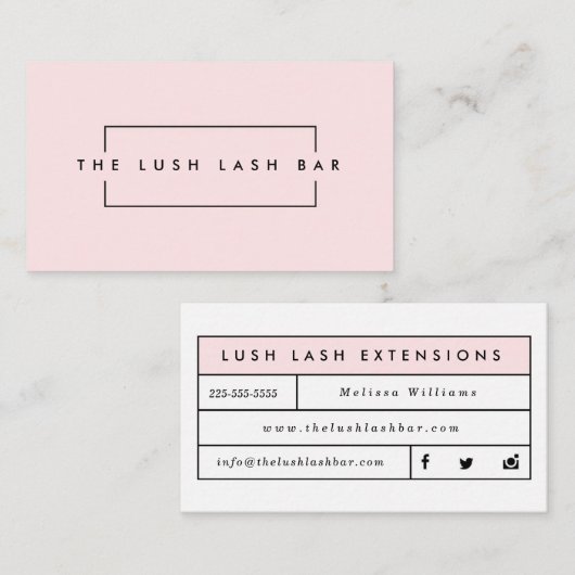 Minimal moderne Eyelash & Brows Business Visitenkarte (Vorne/Hinten)