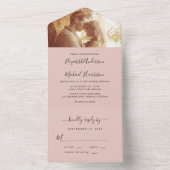 Minimal Moderne Foto Blush Hochzeit All In One Einladung (Innen Boden)