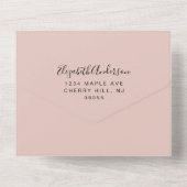 Minimal Moderne Foto Blush Hochzeit All In One Einladung (Rückseite)