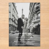 Minimal moderne Foto Hochzeit retten den Termin Acryleinladungen (Vorderseite)