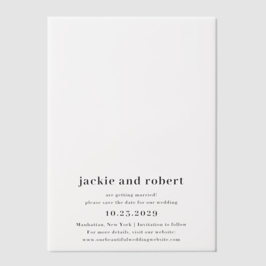 Minimal moderne Foto Hochzeit retten den Termin Pergament Einladungen (Vorderseite)