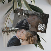 Minimal moderne Foto QR Code Hochzeit RSVP Begleitkarte