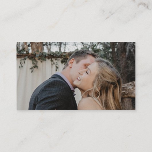 Minimal moderne Foto QR Code Hochzeit RSVP Begleitkarte (Rückseite)