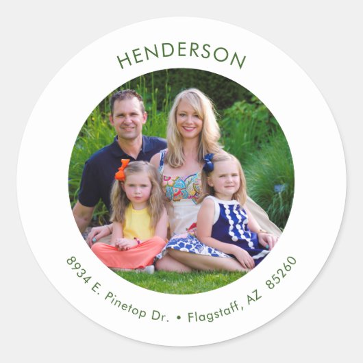 Minimal Moderne Foto Rücksendeadresse Runder Aufkleber (Vorderseite)